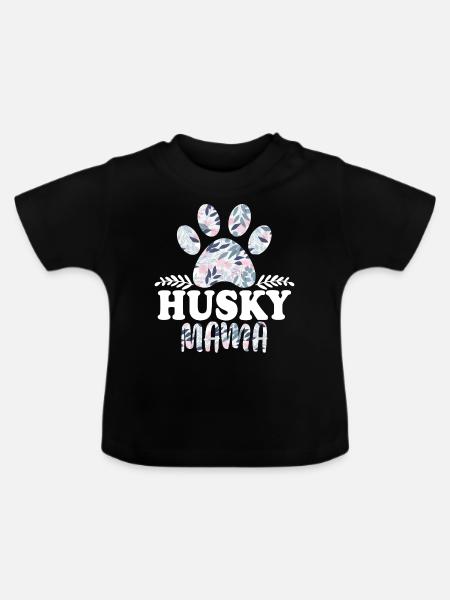 Husky Mama - Baby Bio-T-Shirt mit Rundhals - Schwarz