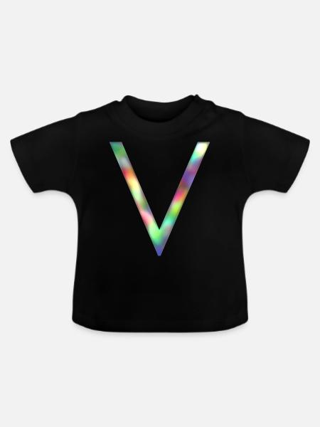 V - Buchstabe INITIALE - Baby Bio-T-Shirt mit Rundhals - Schwarz