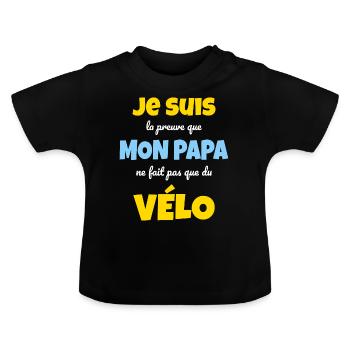 Papa Fait Du Vélo - T-shirt bio col rond Bébé - noir - Devant
