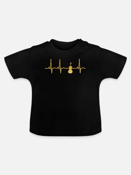 evolution ekg heartbeat fiddle geige - Baby Bio-T-Shirt mit Rundhals - Schwarz