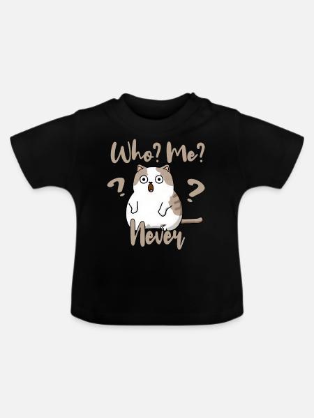 Who, me? Never - Erschrockene Katze - Baby Bio-T-Shirt mit Rundhals - Schwarz