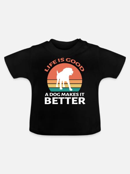 Dog Hund - Baby Bio-T-Shirt mit Rundhals - Schwarz