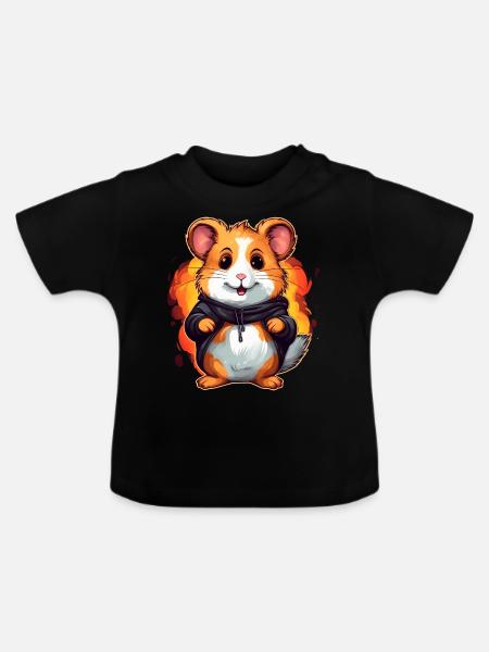 Süßer Hamster - Baby Bio-T-Shirt mit Rundhals - Schwarz