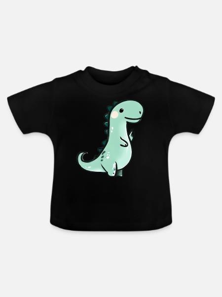 Niedlicher Buntstift Dinosaurier - Baby Bio-T-Shirt mit Rundhals - Schwarz