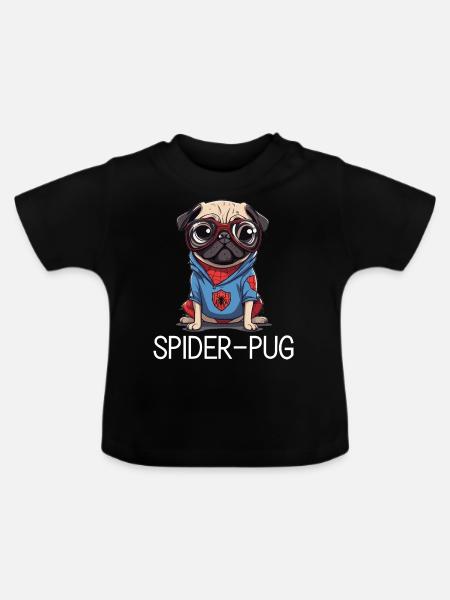 Spider Pug - Baby Bio-T-Shirt mit Rundhals - Schwarz