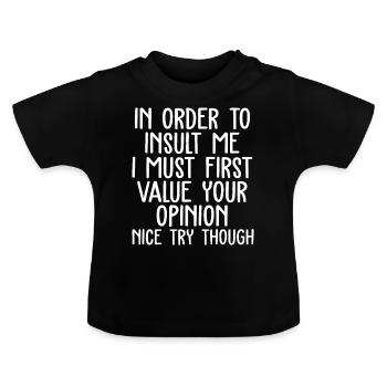 Drôle Dans L’ordre De M’Insulter Blague Sarcastique - T-shirt bio col rond Bébé - noir - Devant