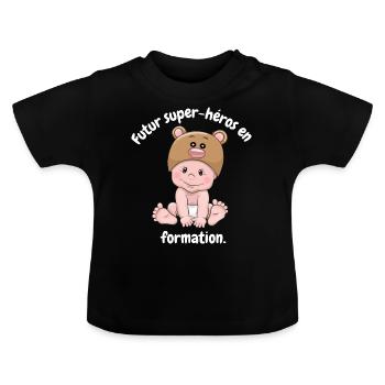 Future super-héros - T-shirt bio col rond Bébé - noir - Devant