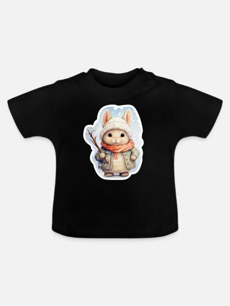Schneehäschen - Baby Bio-T-Shirt mit Rundhals - Schwarz