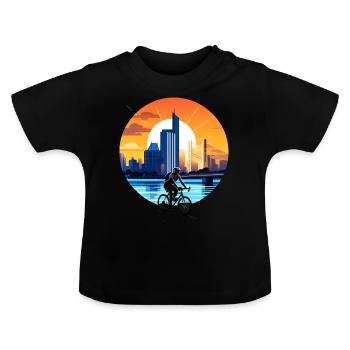 Coucher de soleil à vélo - T-shirt bio col rond Bébé - noir - Devant