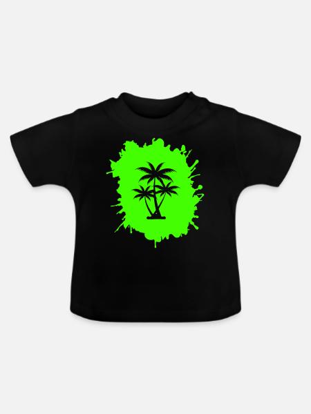 palmen klecks - Baby Bio-T-Shirt mit Rundhals - Schwarz