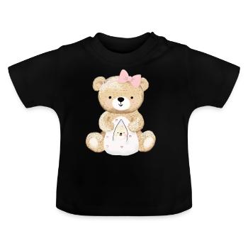 Mama Bear und Baby - Baby Bio-T-Shirt mit Rundhals - Schwarz - Vorne