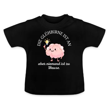 Dummer Spruch Dumm gelaufen, wie immer Gehirn - Baby Bio-T-Shirt mit Rundhals - Schwarz - Vorne