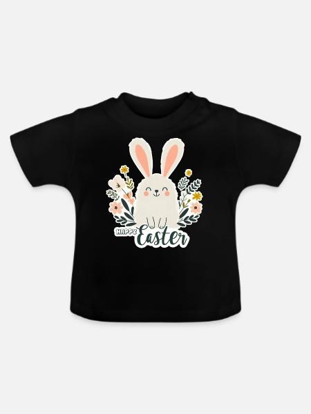 Süßes Osterhasen-Design – Perfekt für Ostern! 🐰🌸 - Baby Bio-T-Shirt mit Rundhals - Schwarz