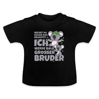 Bald Großer Bruder Koala Koalas Geschwister Junge - Baby Bio-T-Shirt mit Rundhals - Schwarz - Vorne