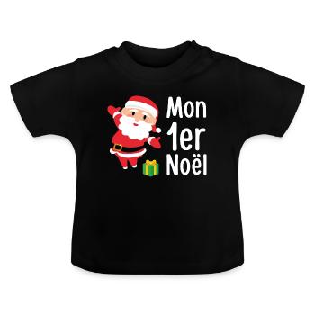 Mon premier Noël - T-shirt bio col rond Bébé - noir - Devant