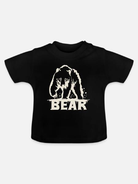 Bären-Pawing [Weiß] - Baby Bio-T-Shirt mit Rundhals - Schwarz