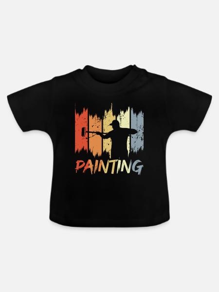 Retro Maler - Baby Bio-T-Shirt mit Rundhals - Schwarz
