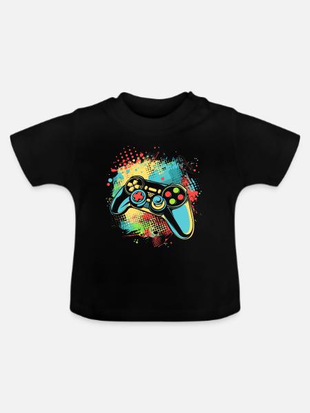 Gamepad - Baby Bio-T-Shirt mit Rundhals - Schwarz