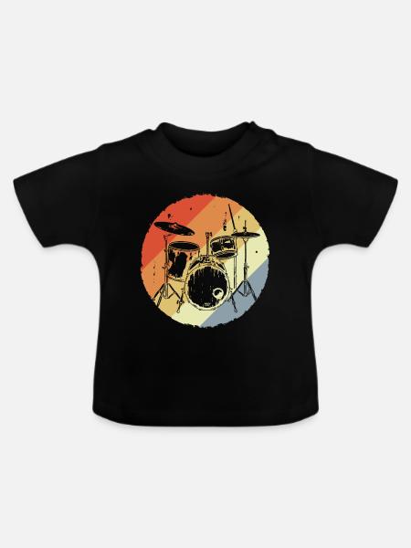 Schlagzeug Retro - Baby Bio-T-Shirt mit Rundhals - Schwarz