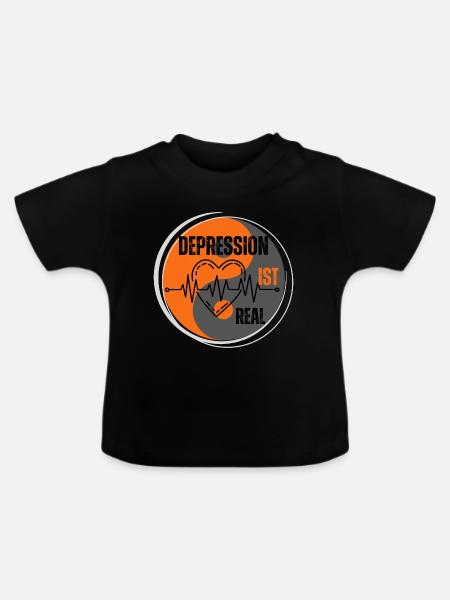 Depression ist Real - Baby Bio-T-Shirt mit Rundhals - Schwarz