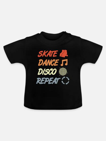 Rollschuhfahrer Disco - Baby Bio-T-Shirt mit Rundhals - Schwarz