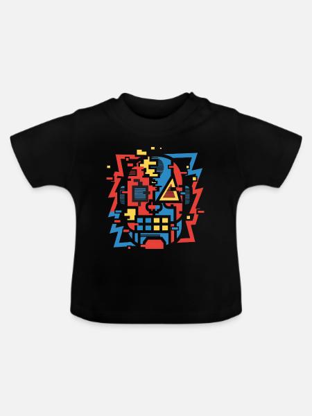 Abstraktes Glitch Gesicht - Baby Bio-T-Shirt mit Rundhals - Schwarz