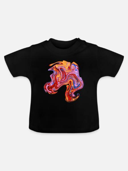 Farbwirbel Neon-Muster - Baby Bio-T-Shirt mit Rundhals - Schwarz