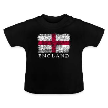 Angleterre Drapeau anglais Drapeau anglais - T-shirt bio col rond Bébé - noir - Devant