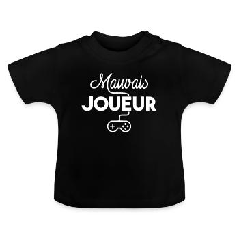 Mauvais joueur - T-shirt bio col rond Bébé - noir - Devant