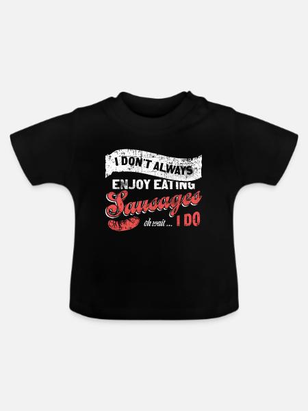 Würstchen Wurst - Baby Bio-T-Shirt mit Rundhals - Schwarz