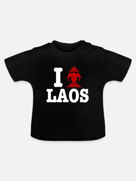 Ich Erawan (Liebe) Laos - Baby Bio-T-Shirt mit Rundhals - Schwarz