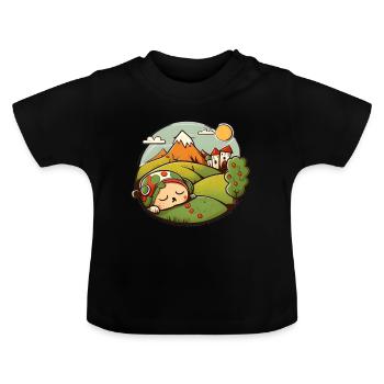 Sleepy guy - Baby Bio-T-Shirt mit Rundhals - Schwarz - Vorne