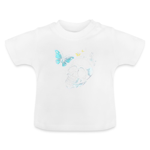 Totenkopf mit Schmetterling - Baby Bio-T-Shirt mit Rundhals