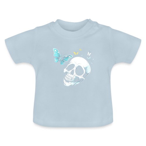 Totenkopf mit Schmetterling - Baby Bio-T-Shirt mit Rundhals