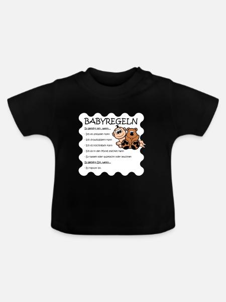 baby regeln - Baby Bio-T-Shirt mit Rundhals - Schwarz