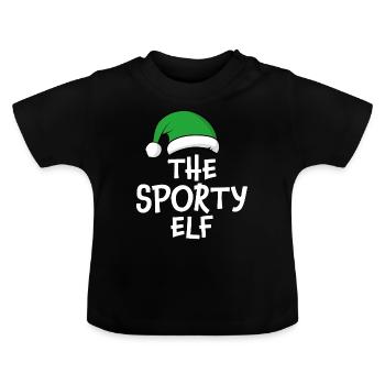 The Sporty Elf - Baby Organic T-Shirt with Round Neck - black - Front