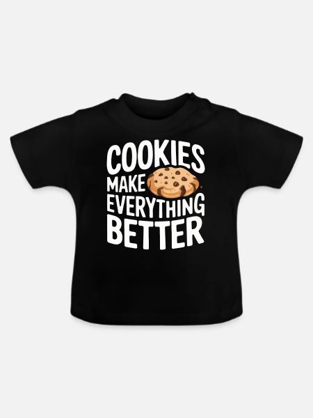 Cookies Cookie Keks Kekse Schokolade - Baby Bio-T-Shirt mit Rundhals - Schwarz