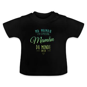 Meilleur maman du monde entier - T-shirt bio col rond Bébé - noir - Devant