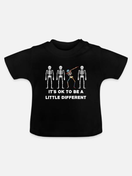 Skelett Dabbing (Unterschied-Edition) - Baby Bio-T-Shirt mit Rundhals - Schwarz