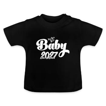 Bébé 2027 Né 2027 Grossesse 2027 - T-shirt bio col rond Bébé - noir - Devant