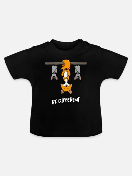 Fuchs Fledermäuse Be Different Tierliebhaber - Baby Bio-T-Shirt mit Rundhals - Schwarz