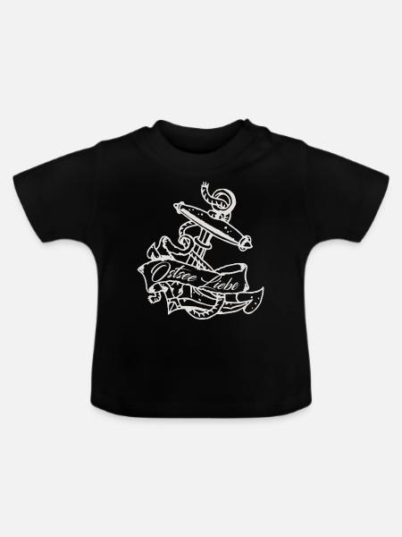 Ostseeliebe - Vintage Tattoo Anker - Baby Bio-T-Shirt mit Rundhals - Schwarz