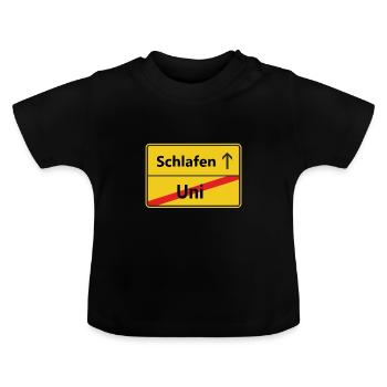 Uni? Schlafen - Baby Bio-T-Shirt mit Rundhals - Schwarz - Vorne