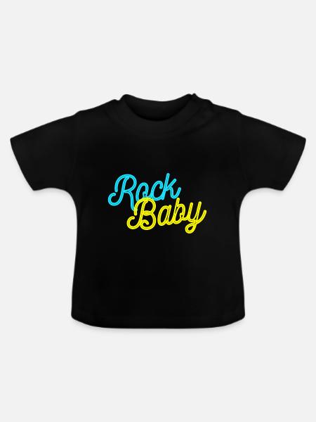 Rock Vauva - Vauvan luomu-t-paita, jossa pyöreä pääntie - musta