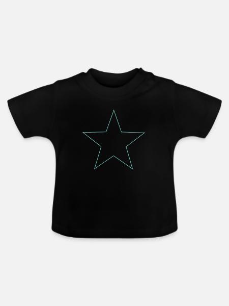 Stern hellblau blue star - Baby Bio-T-Shirt mit Rundhals - Schwarz
