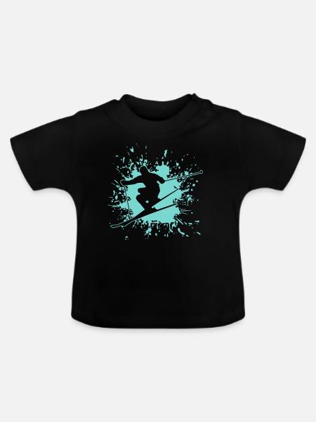 Skiing - Baby Bio-T-Shirt mit Rundhals - Schwarz