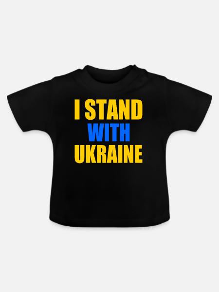 I stand with ukraine - Baby Bio-T-Shirt mit Rundhals - Schwarz