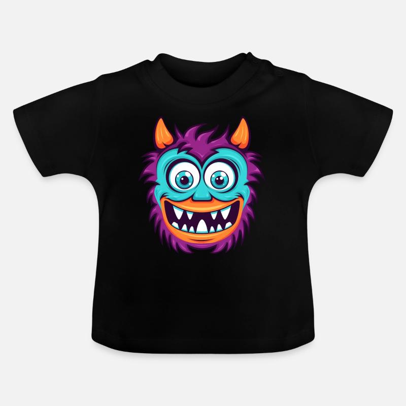 Monstre mignon d’Halloween - T-shirt bio col rond Bébé - noir