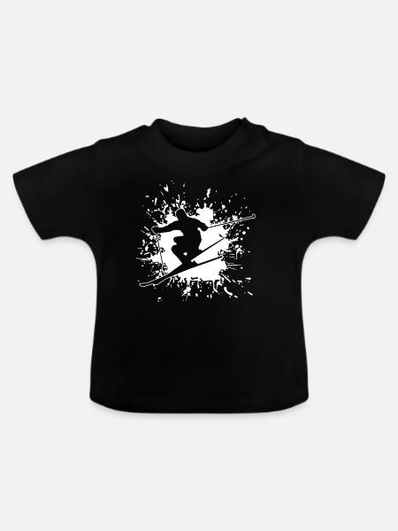Skiing Ski - Baby Bio-T-Shirt mit Rundhals - Schwarz