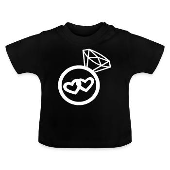 Bague de fiançailles deux cœurs - T-shirt bio col rond Bébé - noir - Devant